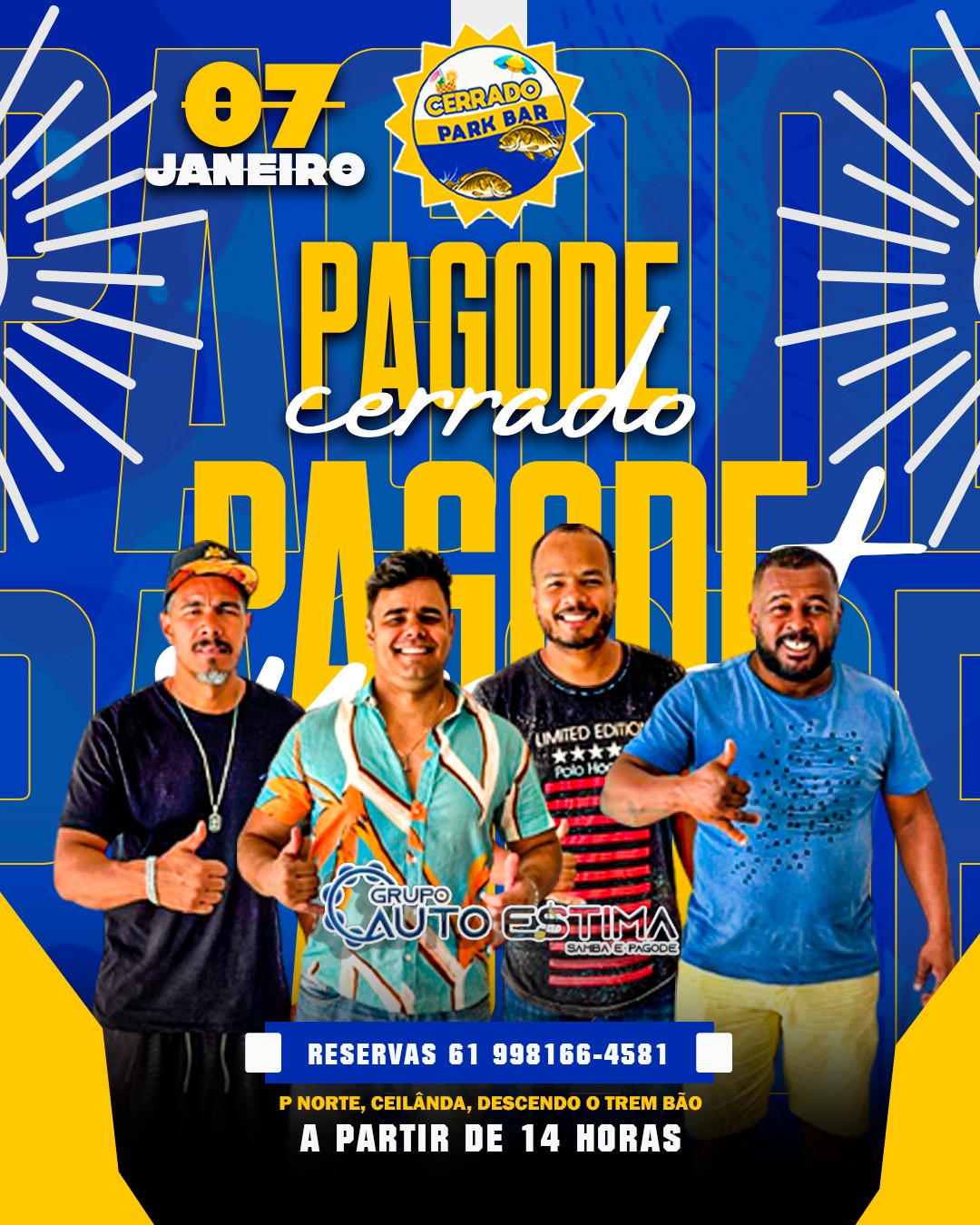 Vem pro Cerrado Park Bar tem pagode Grupo Auto Estima